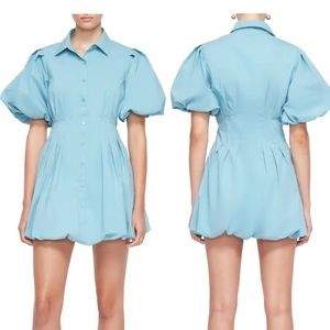 Cleo Cotton Blend Poplin Bubble Shirtdress Jonathan Simkhai